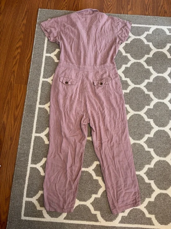 Free People Margot Short Sleeve Linen Coverall size medium - Picture 6 of 9